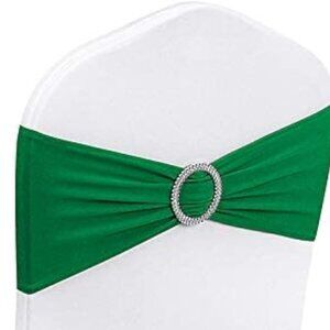 50 PCS Spandex Stretch  Chair Sashes with Buckle, Green
